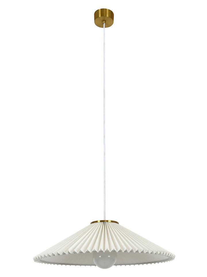 Beacon Lighting Amore Medium 1-Light Pendant Light Aged Brass with Pleated White Linen Shade Modern Ceiling Pendant