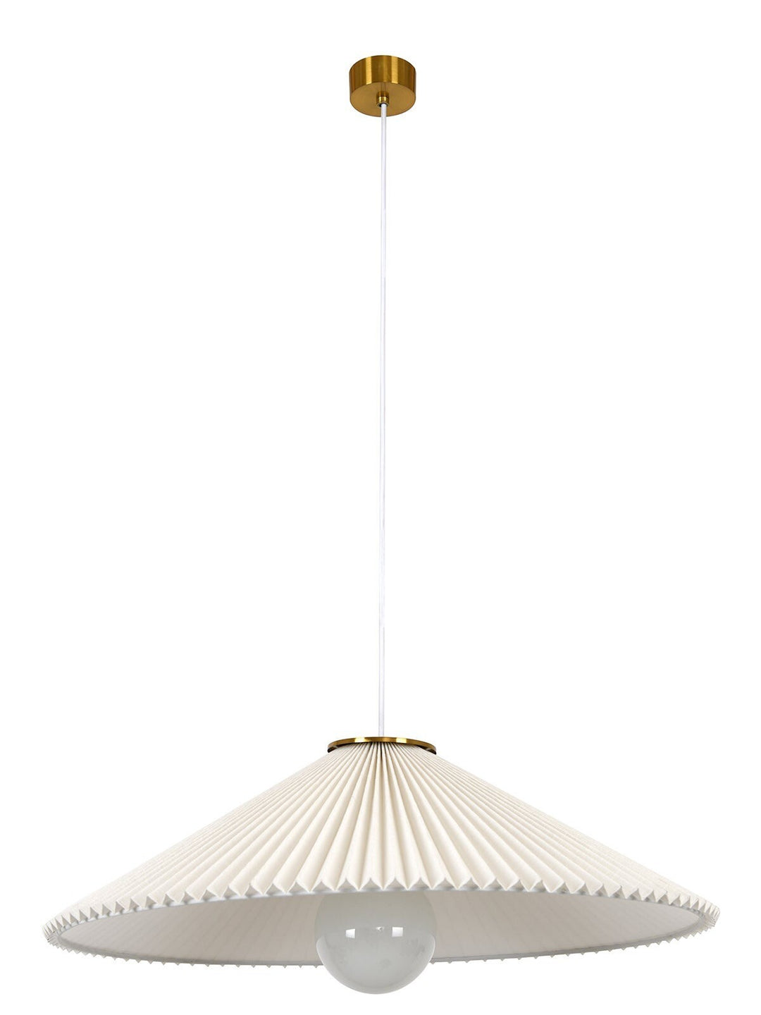 Beacon Lighting Amore Large 1-Light Pendant Light Aged Brass with Pleated White Linen Shade Modern Ceiling Pendant