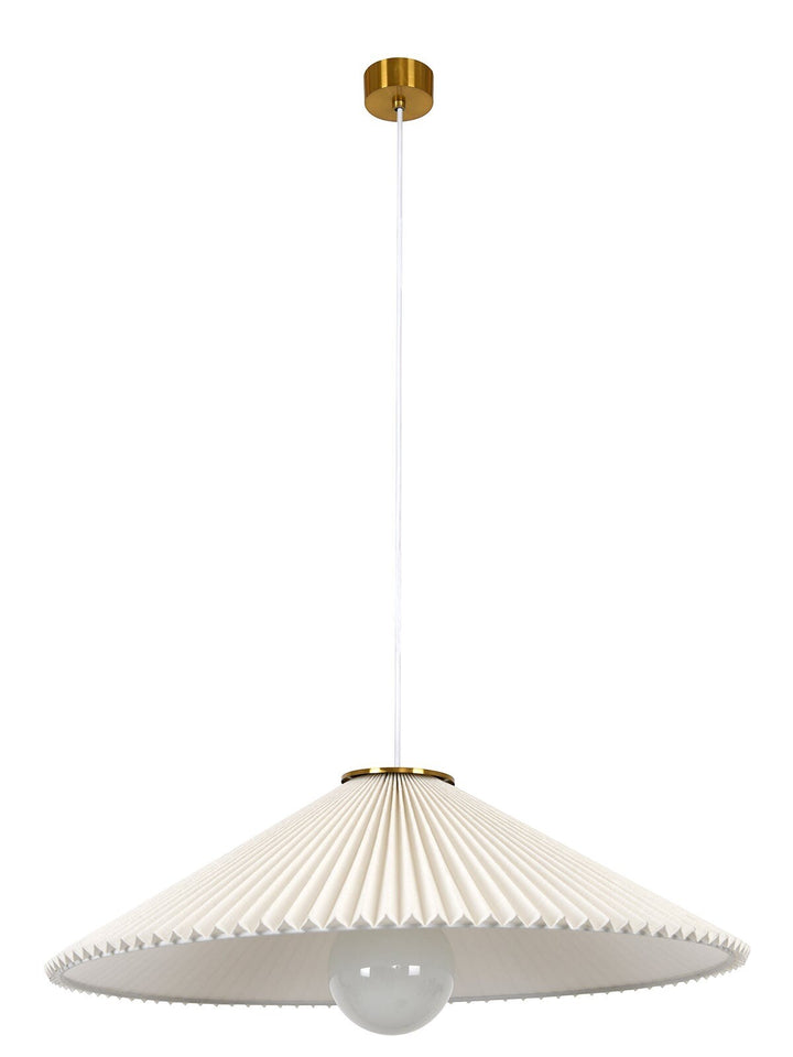 Beacon Lighting Amore Large 1-Light Pendant Light Aged Brass with Pleated White Linen Shade Modern Ceiling Pendant