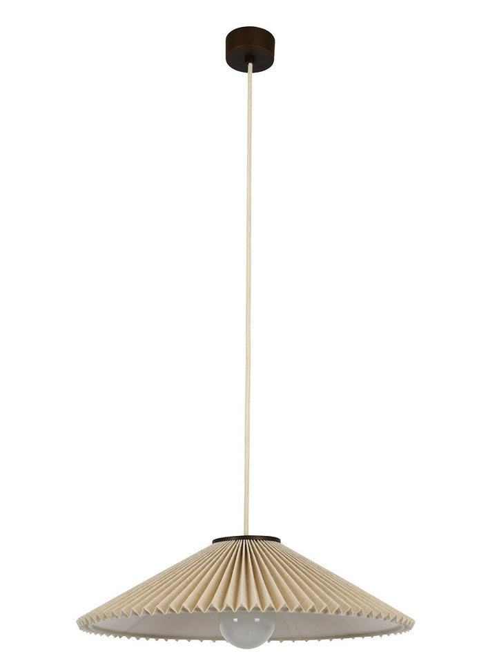 Beacon Lighting Amore Medium 1-Light Pendant Light Bronze with Pleated Natural Linen Shade Modern Ceiling Pendant