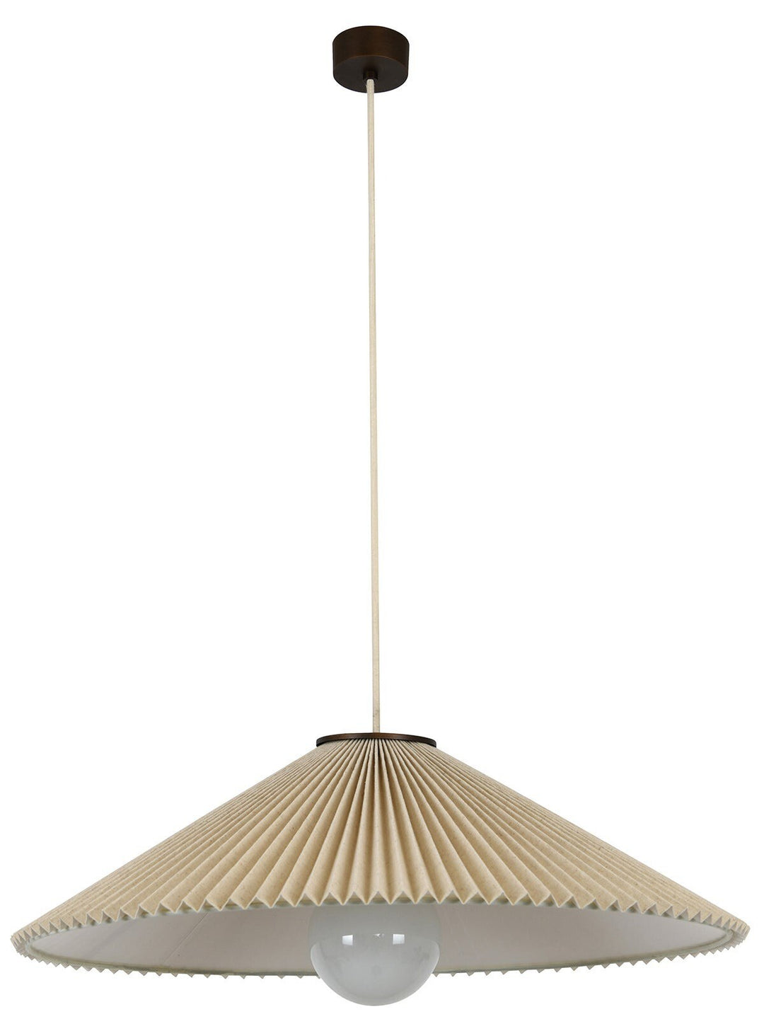 Beacon Lighting Amore Large 1-Light Pendant Light Bronze with Pleated Natural Linen Shade Modern Ceiling Pendant
