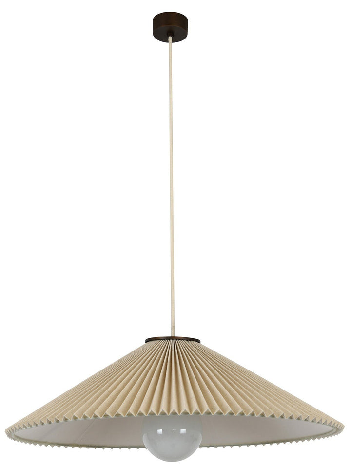 Beacon Lighting Amore Large 1-Light Pendant Light Bronze with Pleated Natural Linen Shade Modern Ceiling Pendant