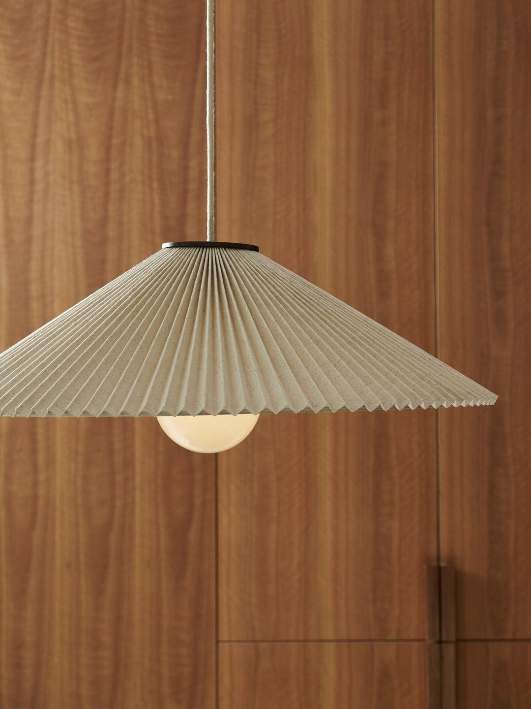 Beacon Lighting Amore Large 1-Light Pendant Light Bronze with Pleated Natural Linen Shade Modern Ceiling Pendant