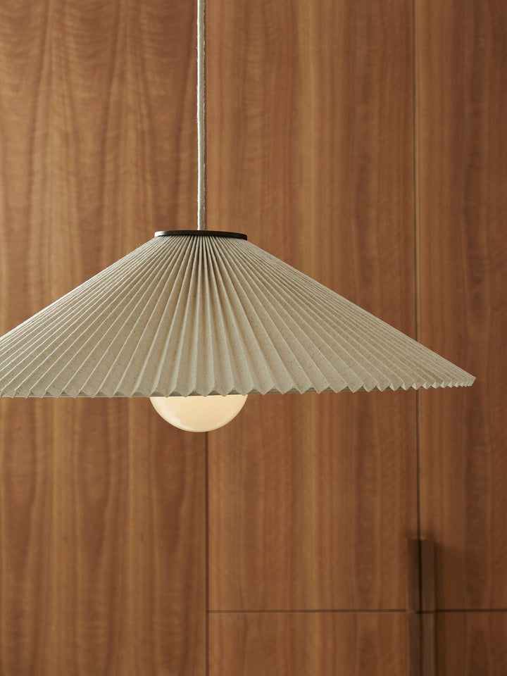 Beacon Lighting Amore Large 1-Light Pendant Light Bronze with Pleated Natural Linen Shade Modern Ceiling Pendant