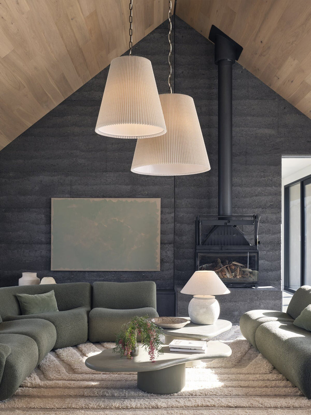 Beacon Lighting Amici 1-Light Pendant Light Bronze with Pleated Natural Linen Shade Modern Ceiling Pendant