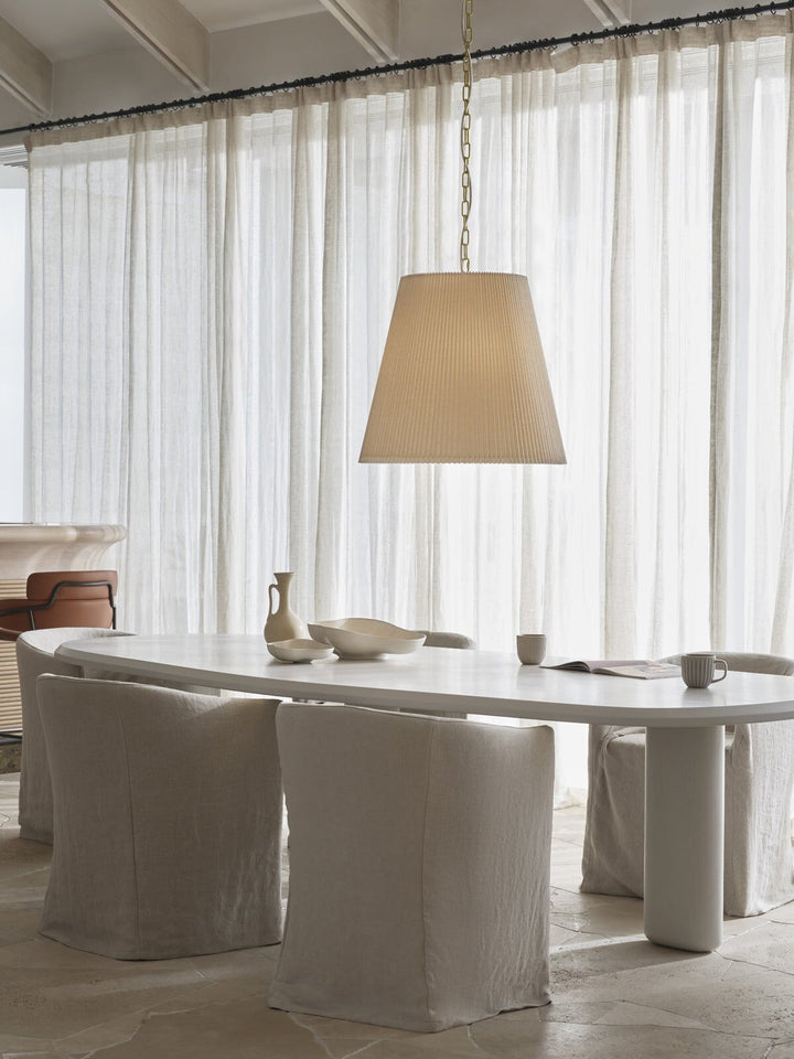 Beacon Lighting Amici 3-Light Pendant Light Aged Brass with Pleated White Linen Shades Modern Ceiling Pendant