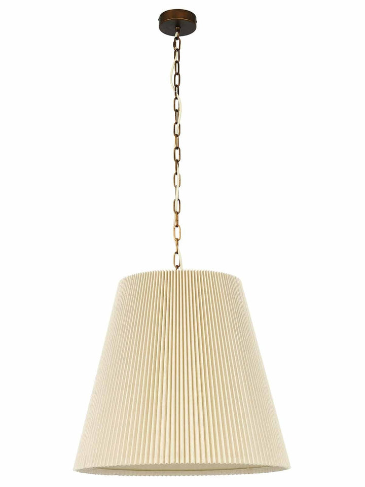 Beacon Lighting Amici 3-Light Pendant Light Bronze with Pleated Natural Linen Shades Modern Ceiling Pendant