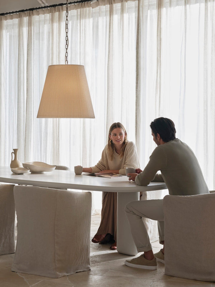 Beacon Lighting Amici 3-Light Pendant Light Bronze with Pleated Natural Linen Shades Modern Ceiling Pendant