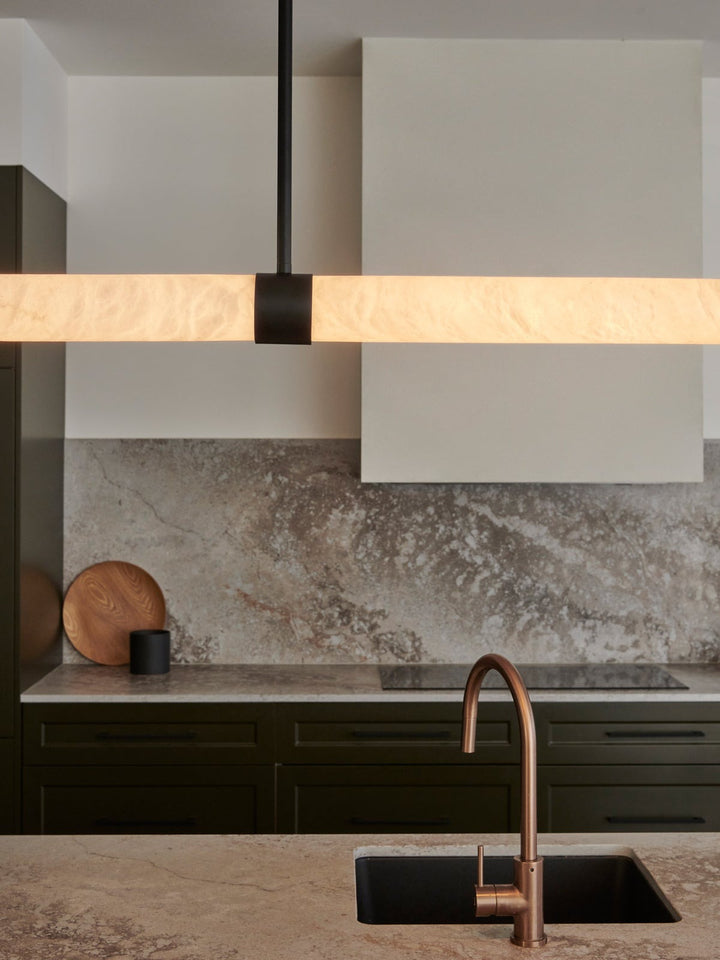 Beacon Lighting Luella Alabaster Linear Pendant Light Black LED Kitchen Island Pendant