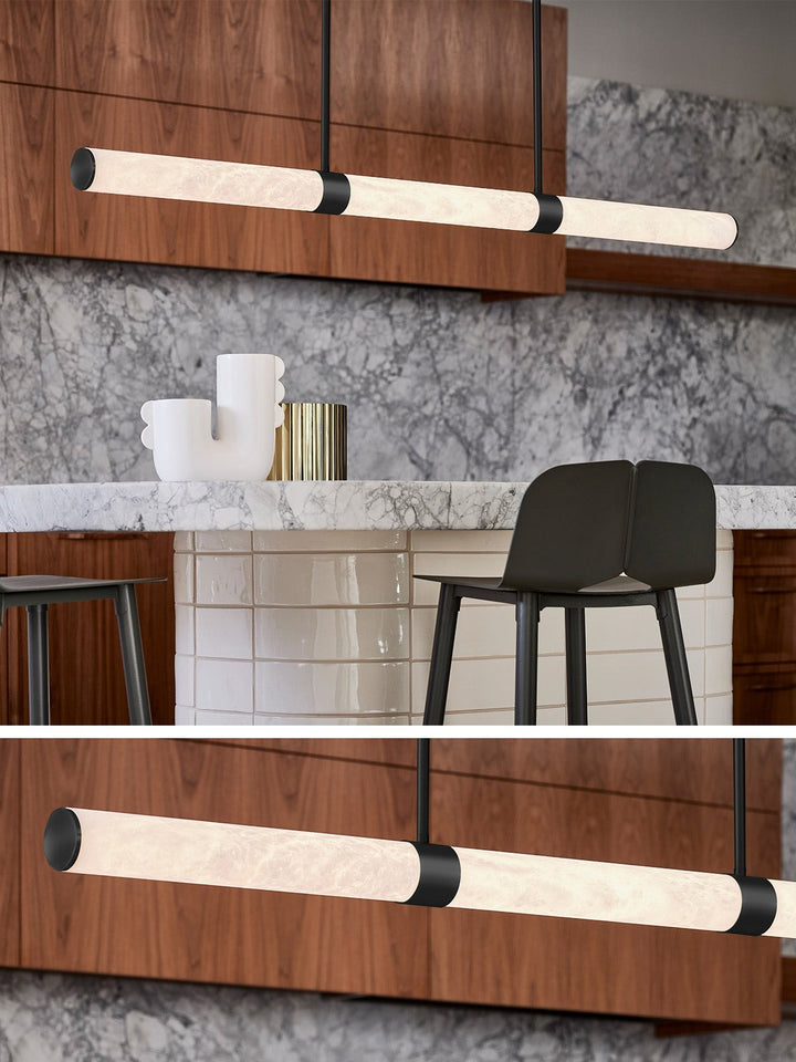 Beacon Lighting Luella Alabaster Linear Pendant Light Black LED Kitchen Island Pendant