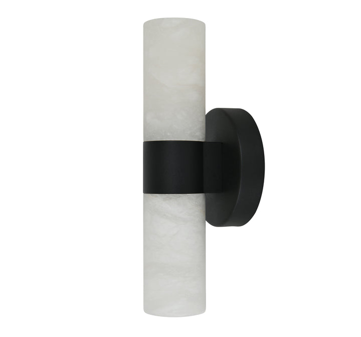 Beacon Lighting Luella 2-Light Alabaster Wall Sconce Black Modern LED Wall Light