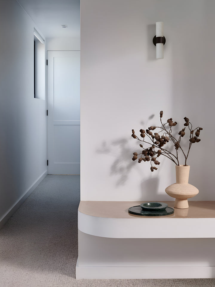 Beacon Lighting Luella 2-Light Alabaster Wall Sconce Black Modern LED Wall Light