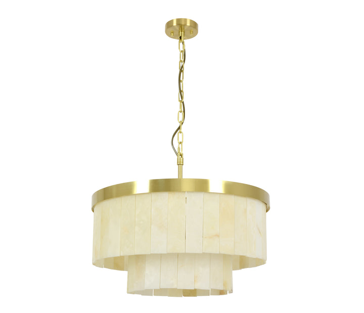 Beacon Lighting Elora 9-Light Jade Stone Chandelier Satin Brass Modern Ceiling Chandelier