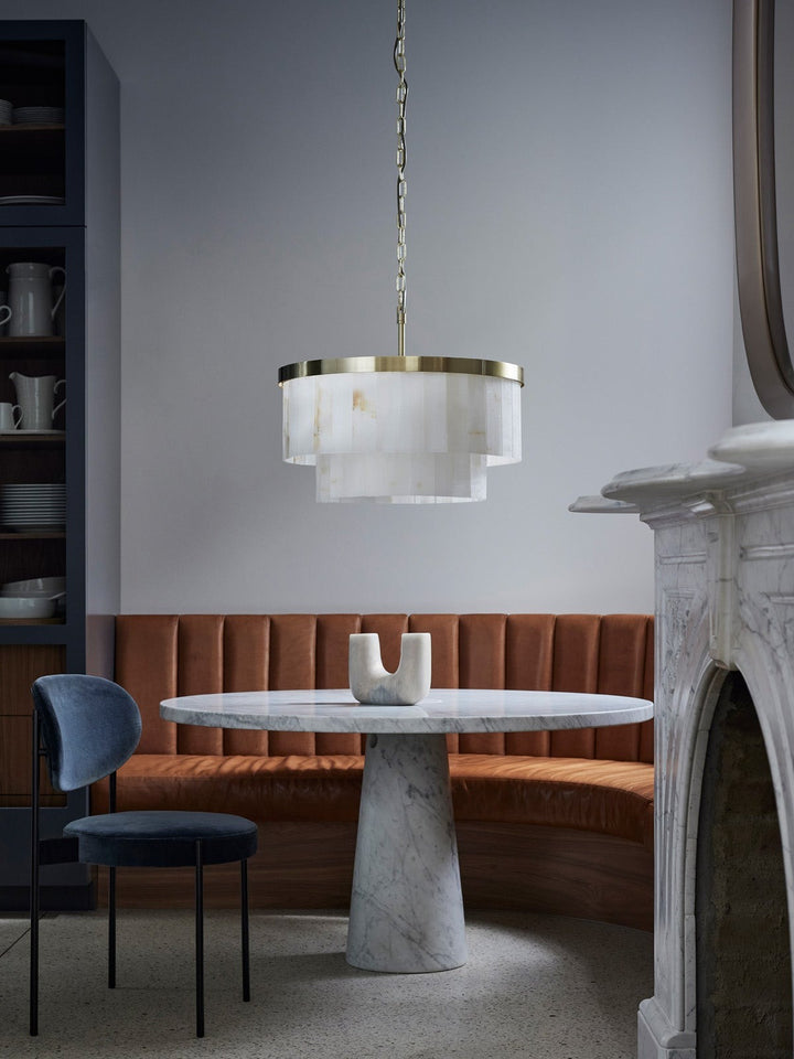 Beacon Lighting Elora 9-Light Jade Stone Chandelier Satin Brass Modern Ceiling Chandelier