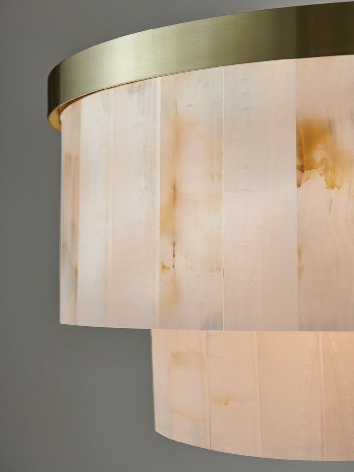 Beacon Lighting Elora 9-Light Jade Stone Chandelier Satin Brass Modern Ceiling Chandelier