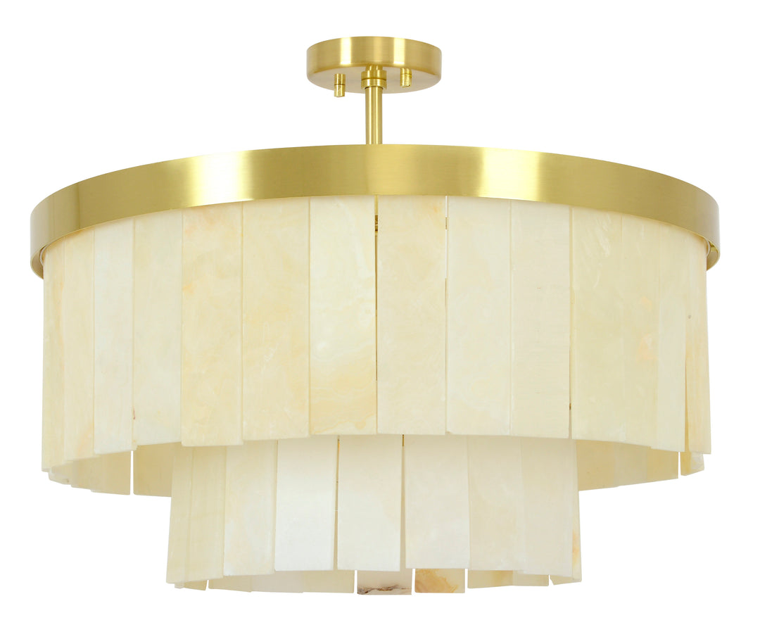 Beacon Lighting Elora 9-Light Jade Stone Chandelier Satin Brass Modern Ceiling Chandelier