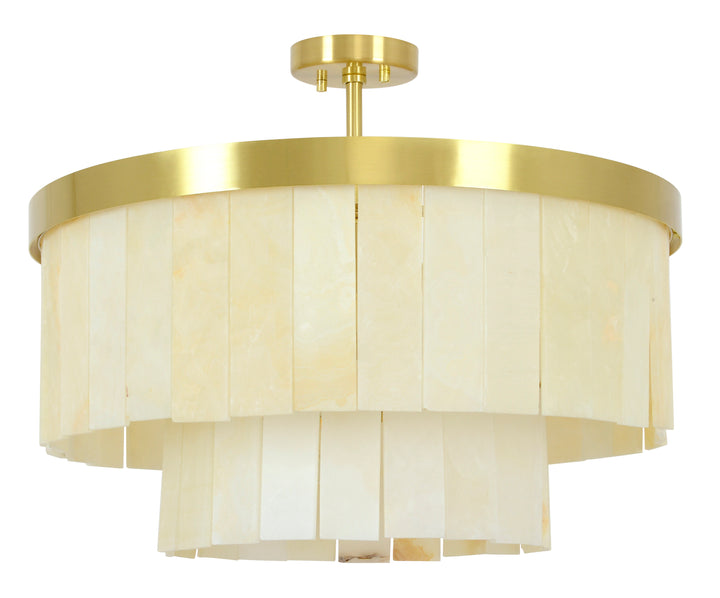 Beacon Lighting Elora 9-Light Jade Stone Chandelier Satin Brass Modern Ceiling Chandelier