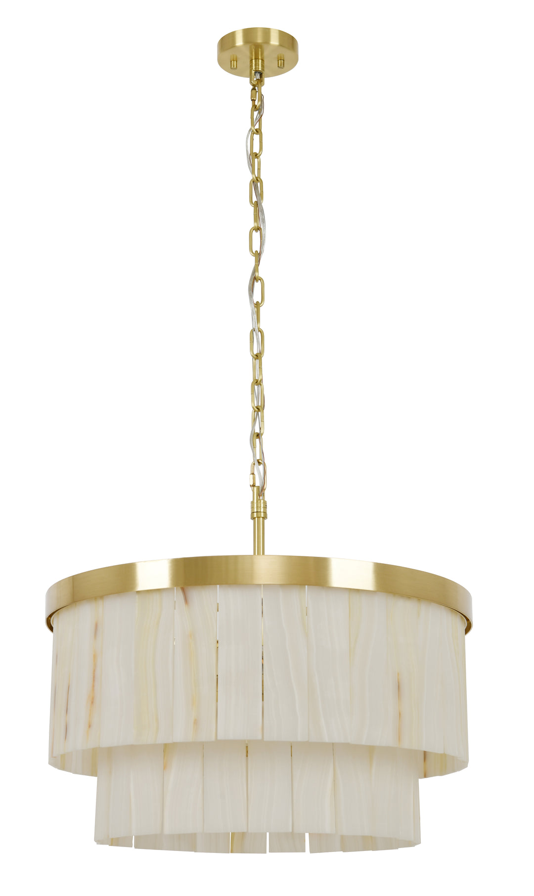 Beacon Lighting Elora 9-Light Jade Stone Chandelier Satin Brass Modern Ceiling Chandelier