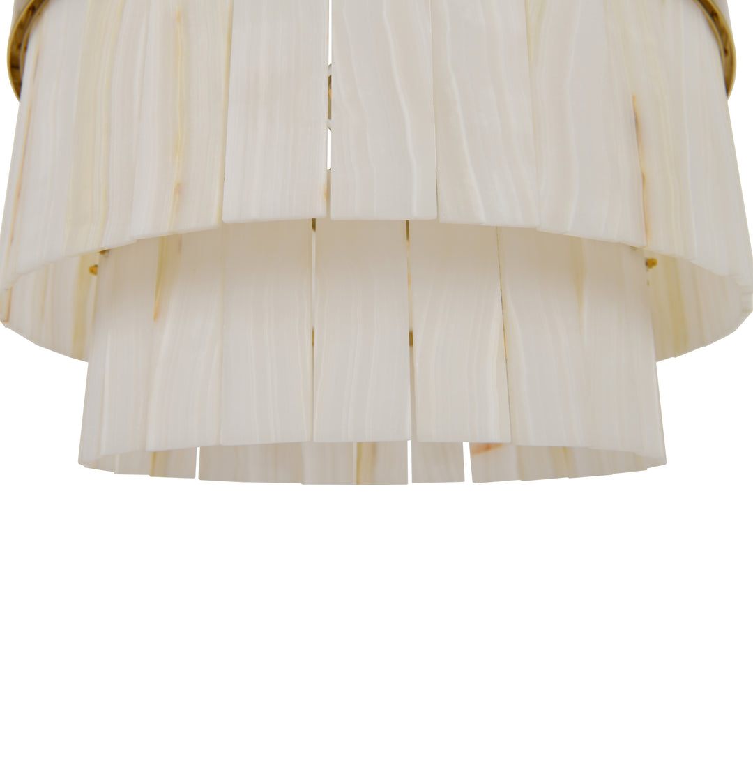 Beacon Lighting Elora 9-Light Jade Stone Chandelier Satin Brass Modern Ceiling Chandelier
