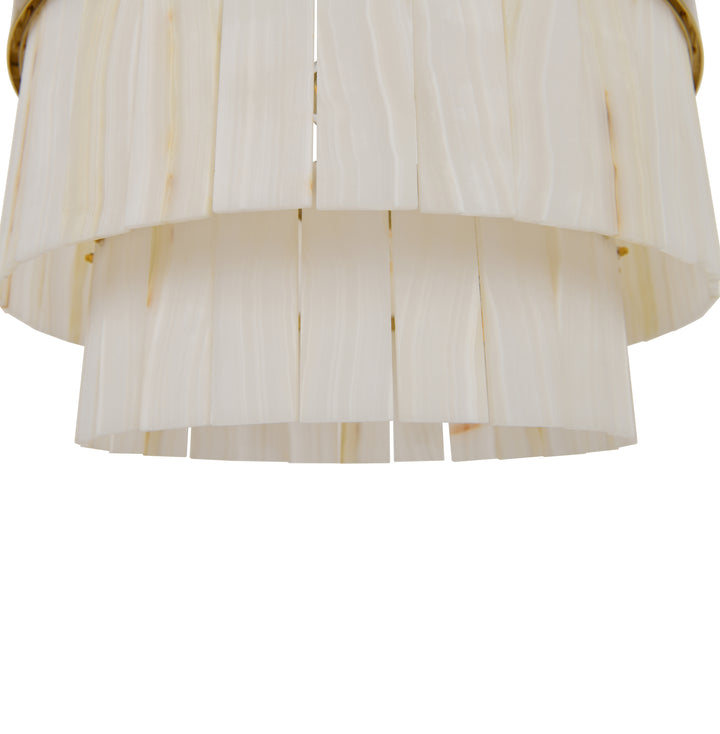 Beacon Lighting Elora 9-Light Jade Stone Chandelier Satin Brass Modern Ceiling Chandelier