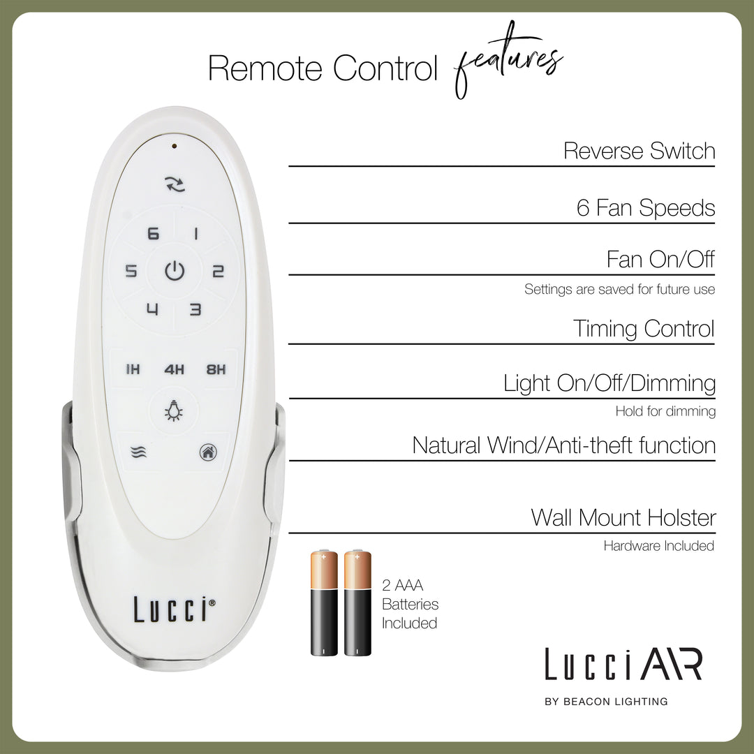 Lucci Air Climate III 52" DC Ceiling Fan with Remote Control, Modern White Ceiling Fan with Reversible Blades