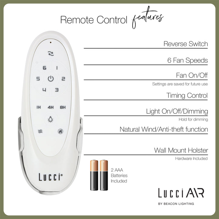 Lucci Air Climate III 52" DC Ceiling Fan with Remote Control, Modern Black Ceiling Fan with Reversible Blades