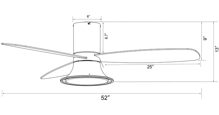 Lucci Air Flusso 52" Flush Mount DC Indoor/Outdoor Ceiling Fan with Light and Remote, Damp Rated, Low Profile Modern White Ceiling Fan
