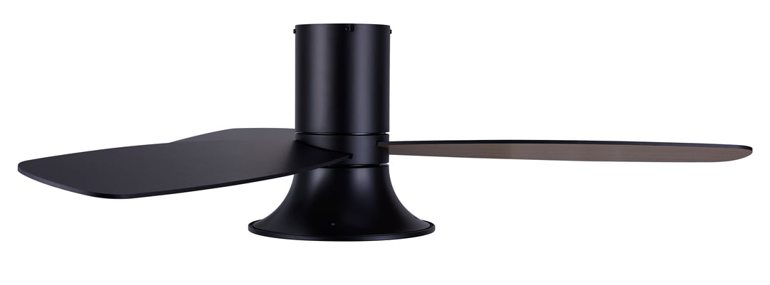 Lucci Air Flusso 52" Flush Mount DC Indoor/Outdoor Ceiling Fan with Light and Remote, Damp Rated, Low Profile Modern Black Ceiling Fan