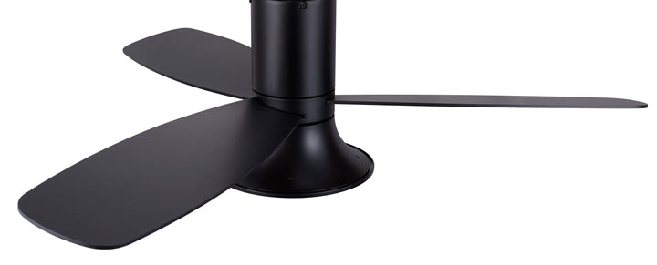 Lucci Air Flusso 52" Flush Mount DC Indoor/Outdoor Ceiling Fan with Light and Remote, Damp Rated, Low Profile Modern Black Ceiling Fan