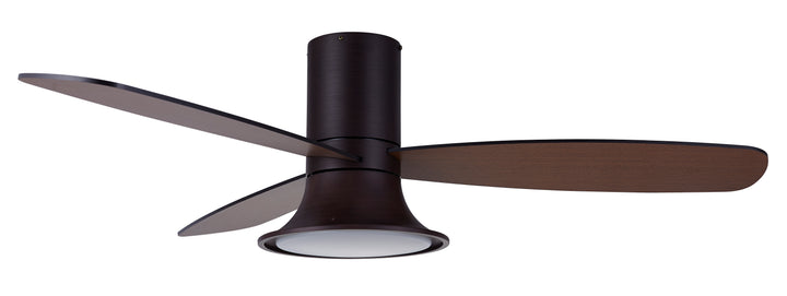 Lucci Air Flusso 52" Flush Mount DC Indoor/Outdoor Ceiling Fan with Light and Remote, Damp Rated, Low Profile Rustic Ceiling Fan