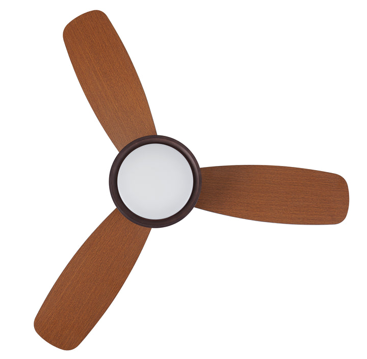 Lucci Air Flusso 52" Flush Mount DC Indoor/Outdoor Ceiling Fan with Light and Remote, Damp Rated, Low Profile Rustic Ceiling Fan