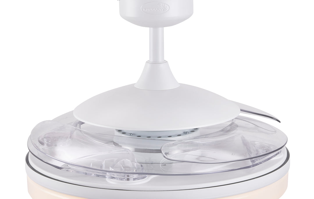Fanaway Evo2 48" Retractable Blade Ceiling Fan with Light and Remote, Modern Fandelier Ceiling Fan, Patented Design Technology, Stronger Thicker Blades, White