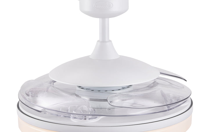 Fanaway Evo2 48" Retractable Blade Ceiling Fan with Light and Remote, Modern Fandelier Ceiling Fan, Patented Design Technology, Stronger Thicker Blades, White