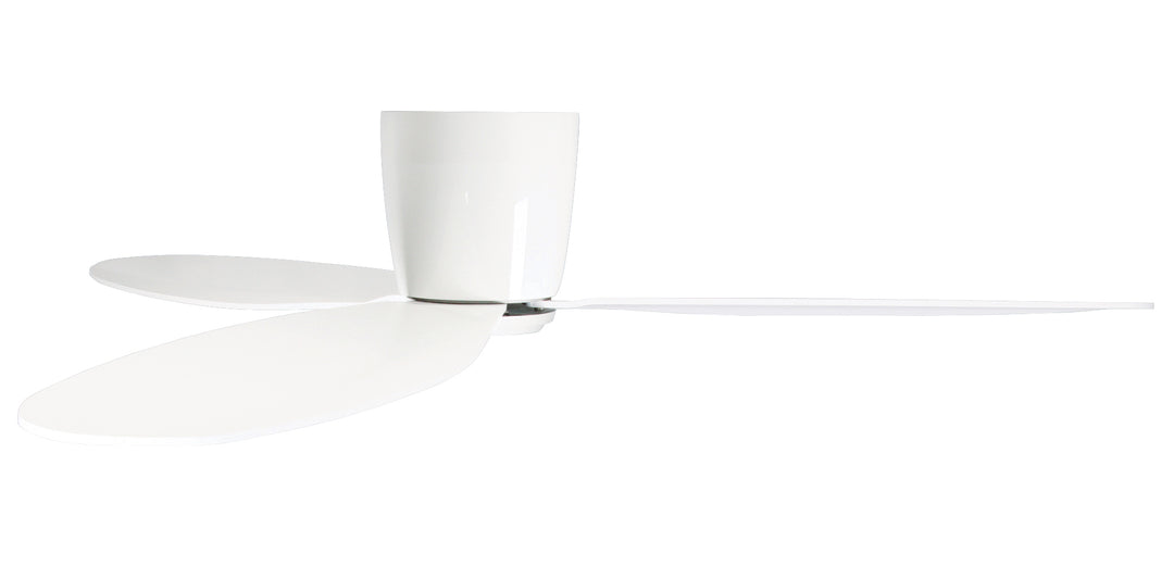 Lucci Air Radar 52" Flush Mount DC Ceiling Fan with Remote, White Low Profile Ceiling Fan