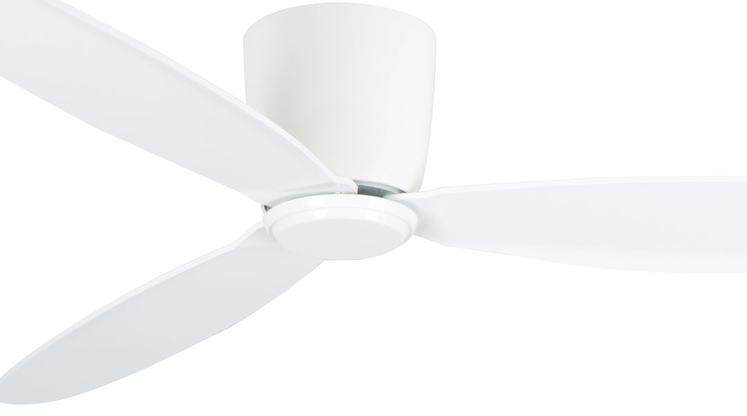 Lucci Air Radar 52" Flush Mount DC Ceiling Fan with Remote, White Low Profile Ceiling Fan