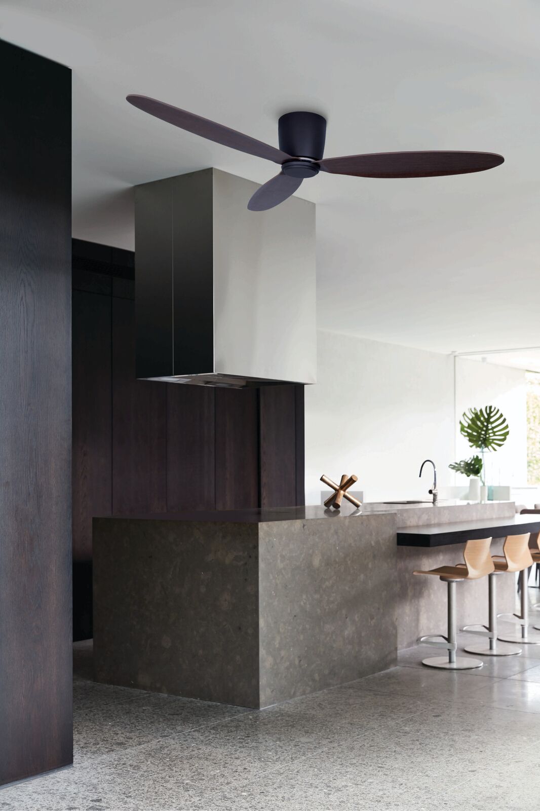 Lucci Air Radar 52" Flush Mount DC Ceiling Fan with Remote, Oil Rubbed Bronze Low Profile Ceiling Fan