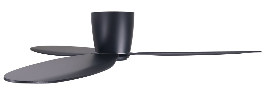Lucci Air Radar 52" Flush Mount DC Ceiling Fan with Remote, Black Low Profile Ceiling Fan