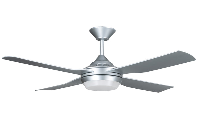 Lucci Air Moonah 52" Ceiling Fan with Light and Remote, Damp Rated, Modern Silver LED Ceiling Fan for Living Room