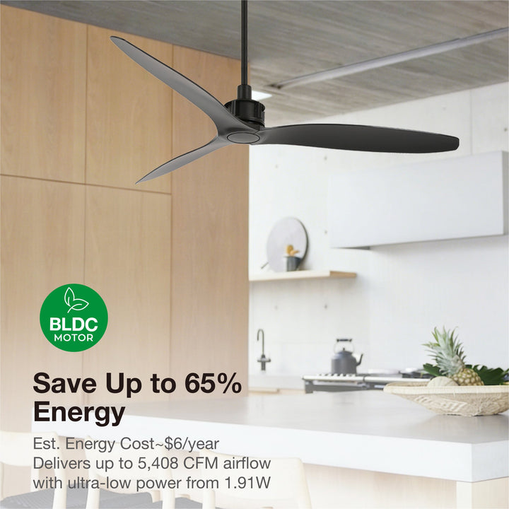 Lucci Air Viceroy 52" DC Ceiling Fan with Remote, Black Quiet High Airflow Ceiling Fan