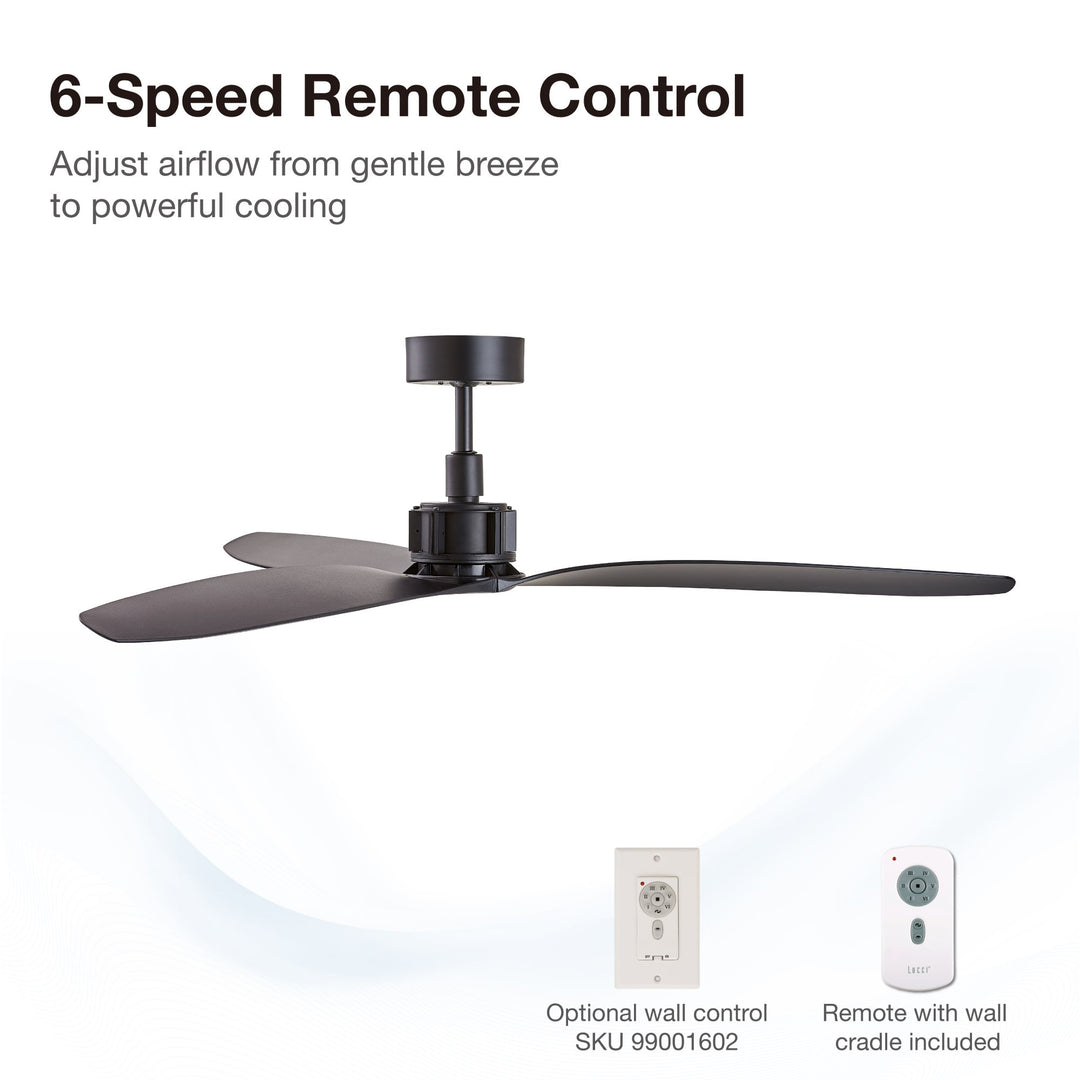 Lucci Air Viceroy 52" DC Ceiling Fan with Remote, Black Quiet High Airflow Ceiling Fan