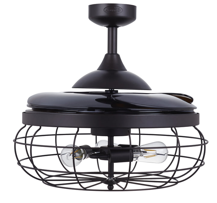 Fanaway Industri 48" Retractable Blade Ceiling Fan with Light and Remote, Industrial Fandelier Ceiling Fan, Patented Design Technology, Stronger Thicker Blades, Oil Rubbed Bronze