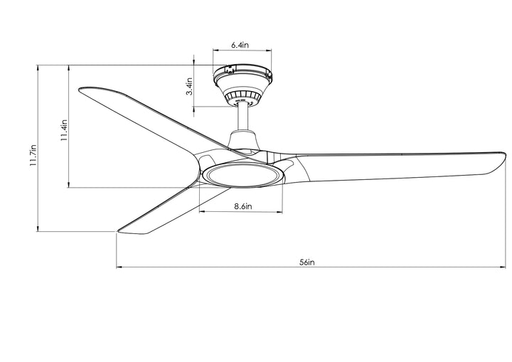 Lucci Air Abyss 56" Outdoor Ceiling Fan with Remote, IP66 Wet Rated Modern White Ceiling Fan with Remote Control, Energy Efficient DC Motor