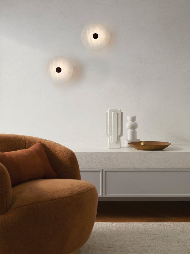Beacon Lighting Osten Spanish Alabaster Wall Sconce Black LED Modern Wall Light