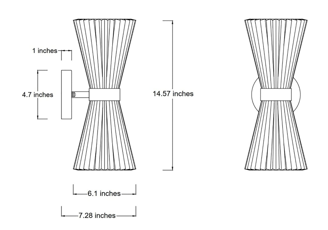 Beacon Lighting Amore 2-Light Wall Sconce Aged Brass with Pleated White Linen Shades Modern Wall Lighting Fixture