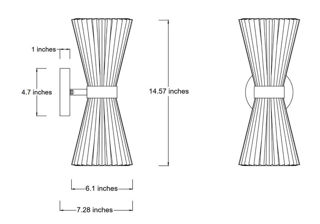Beacon Lighting Amore 2-Light Wall Sconce Bronze with Pleated Natural Linen Shades Modern Wall Lighting Fixture