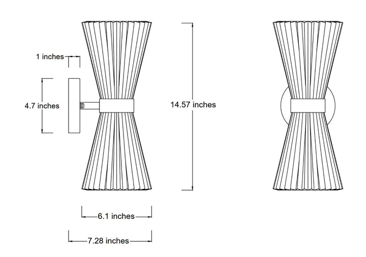 Beacon Lighting Amore 2-Light Wall Sconce Bronze with Pleated Natural Linen Shades Modern Wall Lighting Fixture