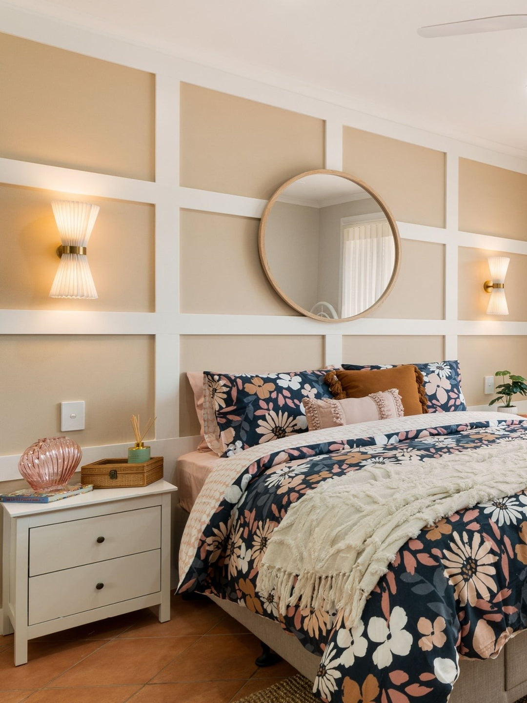 Beacon Lighting Amore 2-Light Wall Sconce Aged Brass with Pleated White Linen Shades Modern Wall Lighting Fixture
