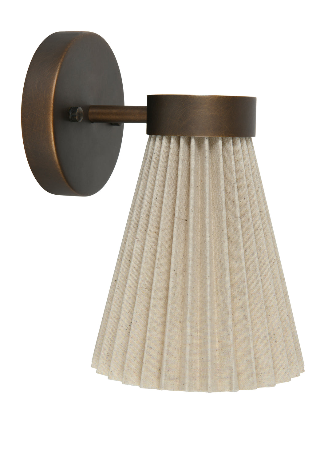 Beacon Lighting Amore 1-Light Wall Sconce Bronze with Pleated Natural Linen Shade Modern Wall Light