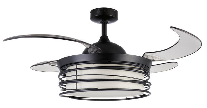 Fanaway Luna 48" Retractable Blade Ceiling Fan with Light and Remote, Color Adjustable LED Fandelier Ceiling Fan, Patented Design Technology, Stronger Thicker Blades, Black
