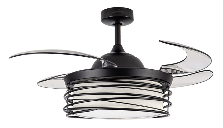 Fanaway Luna 48" Retractable Blade Ceiling Fan with Light and Remote, Color Adjustable LED Fandelier Ceiling Fan, Patented Design Technology, Stronger Thicker Blades, Black